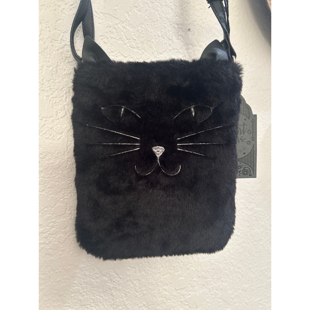 Black Cat Faux Fur Crossbody Bag NWT